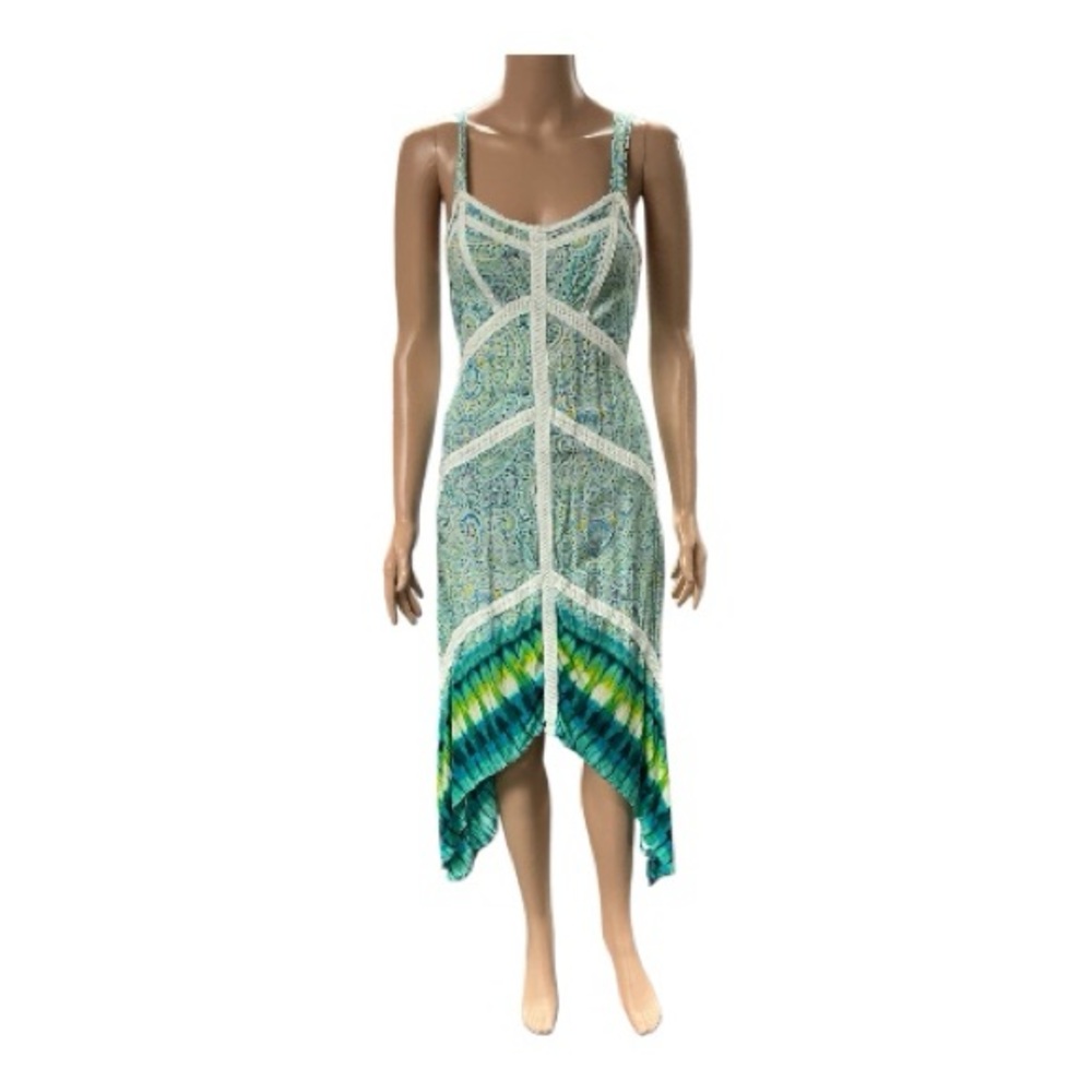 Green Dragon - NWT - Teal and Aqua Patterned Asymmetrical Dress